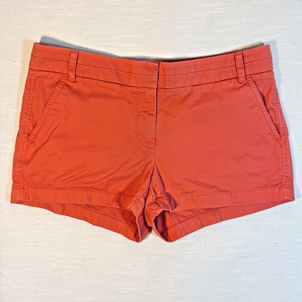 J.Crew Womens Size 10 Chino Shorts Red Mid Rise Cotton Twill 2.5 Inch Inseam